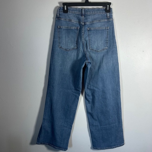 UNIQLO JEANS Women Wide Leg Crop Denim Blue Jeans Size 4 - Picture 2 of 7